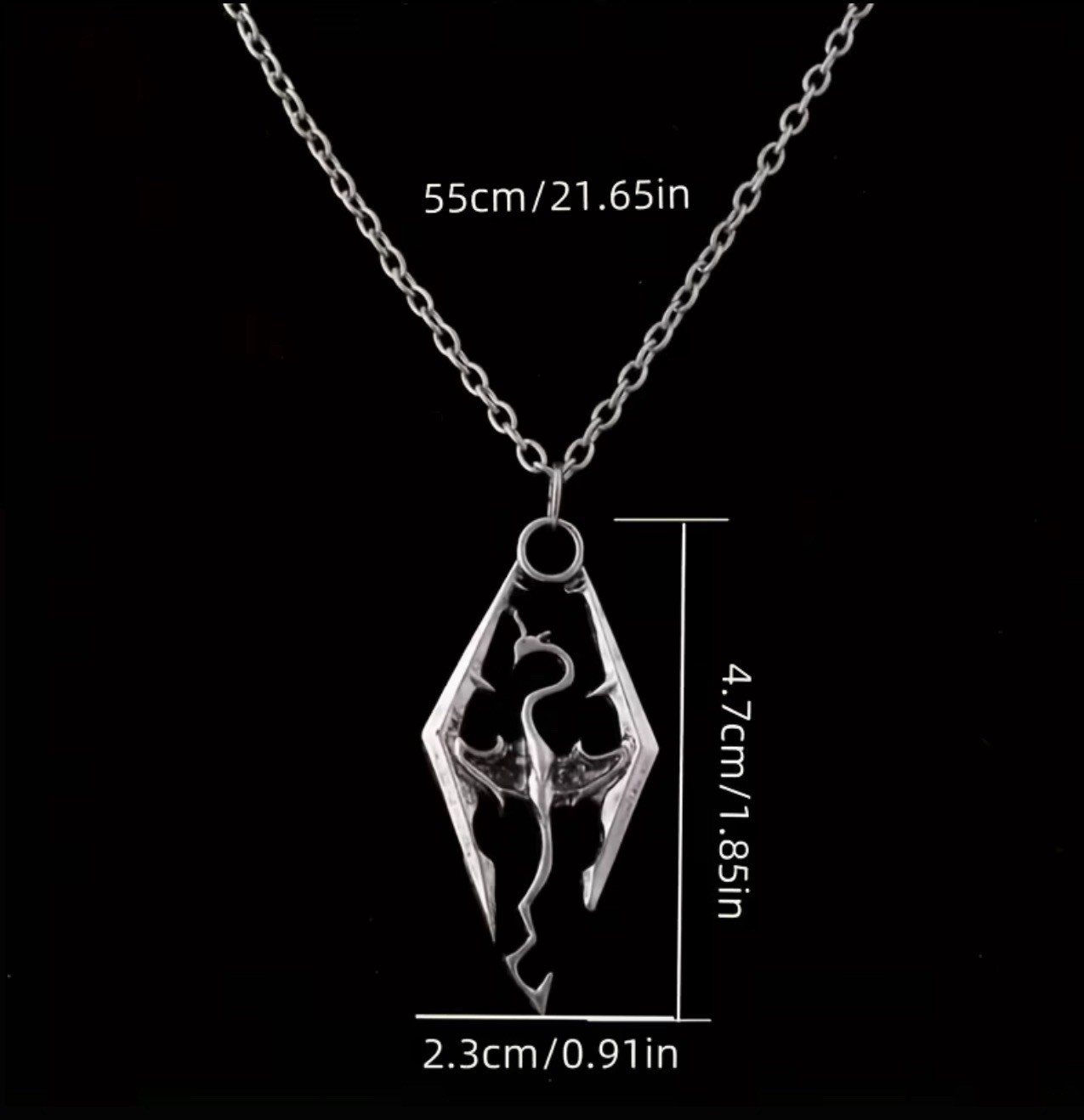 SKYRIM (The Elder Scrolls IV Oblivion) Stainless Metal Pendant With Chain & Ring