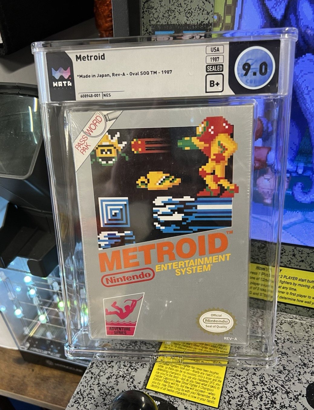 1987 Nintendo NES Metroid Oval SOQ Rev A WATA 9.0 B+ SEALED NEW – Samus 1st App!