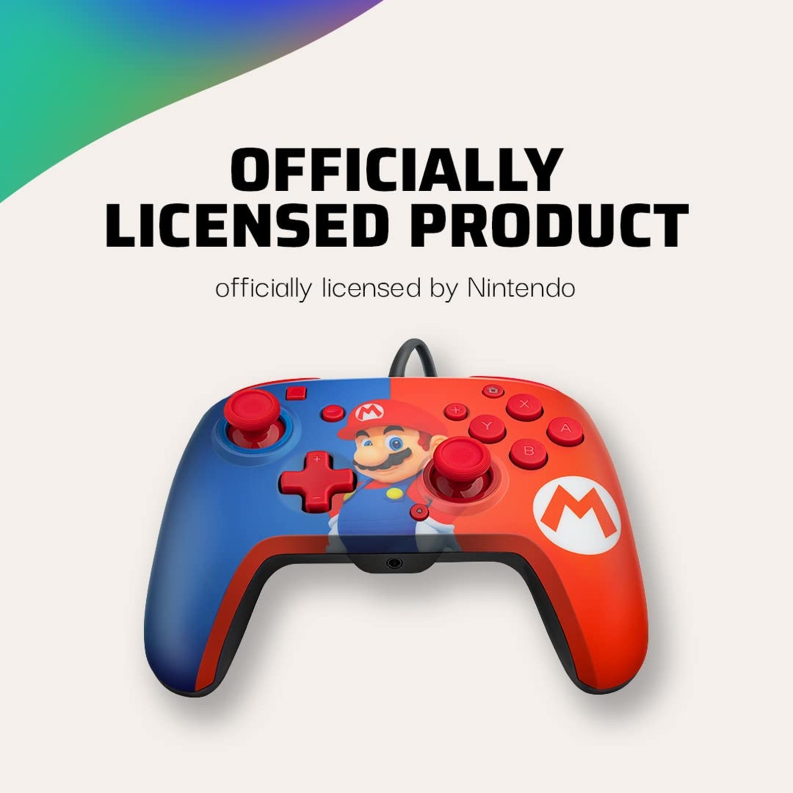 PDP Gaming Faceoff Deluxe+ Wired Switch Pro Controller – Red/Blue Mario Design