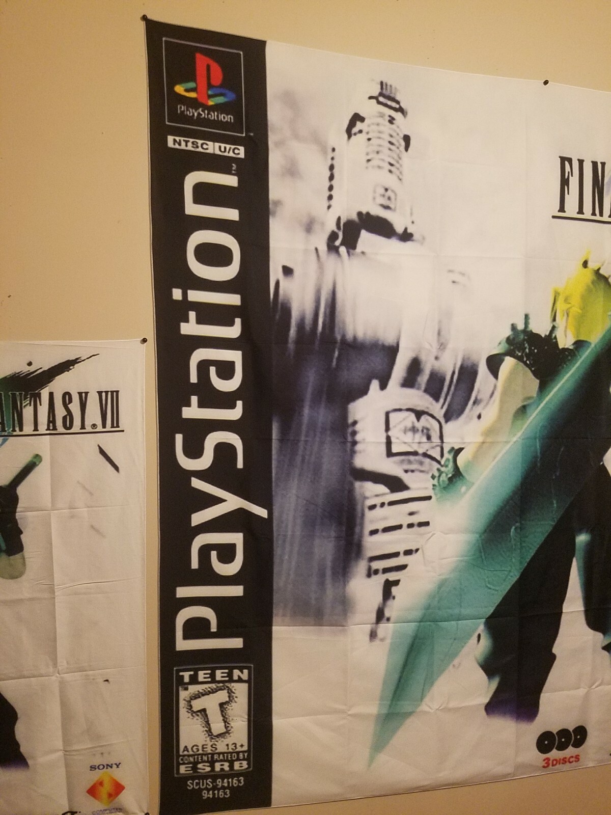 Final Fantasy 7 banner box art tapestry 5 feet FF7 PlayStation Cloud Sephiroth