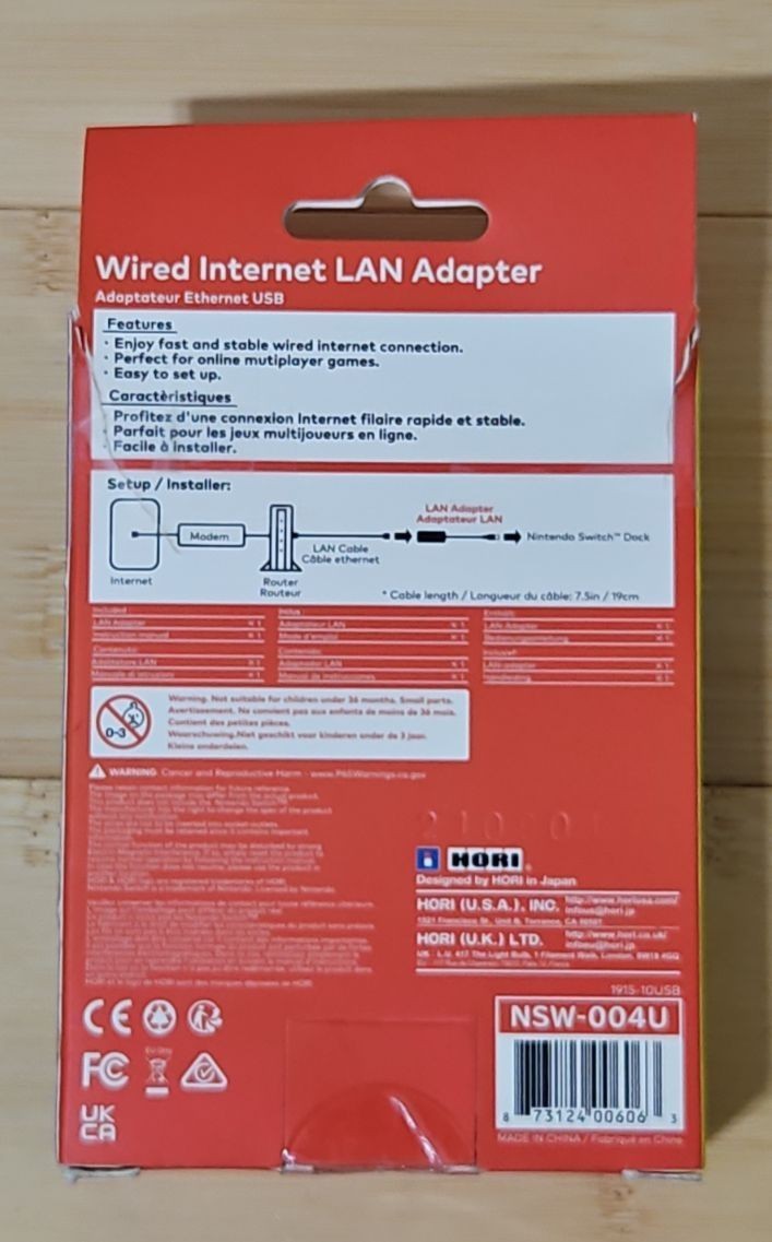 HORI Wired Internet LAN Adapter for Nintendo Switch – Officially Licensed NEW
