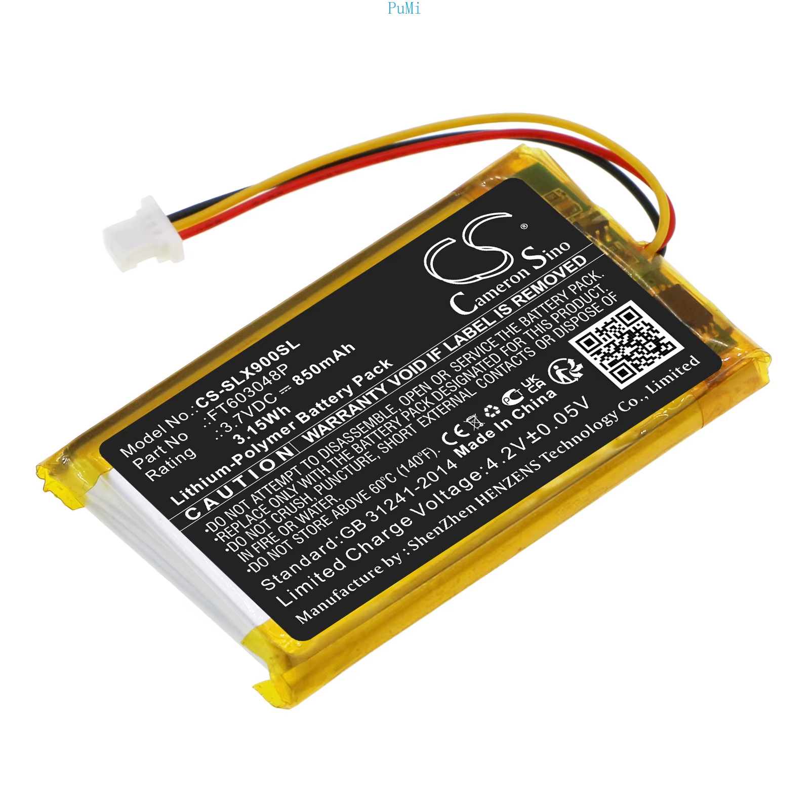 Cameronsino 3.7V 850Mah Replacement Wireless Headset Battery FT603048P for Steel
