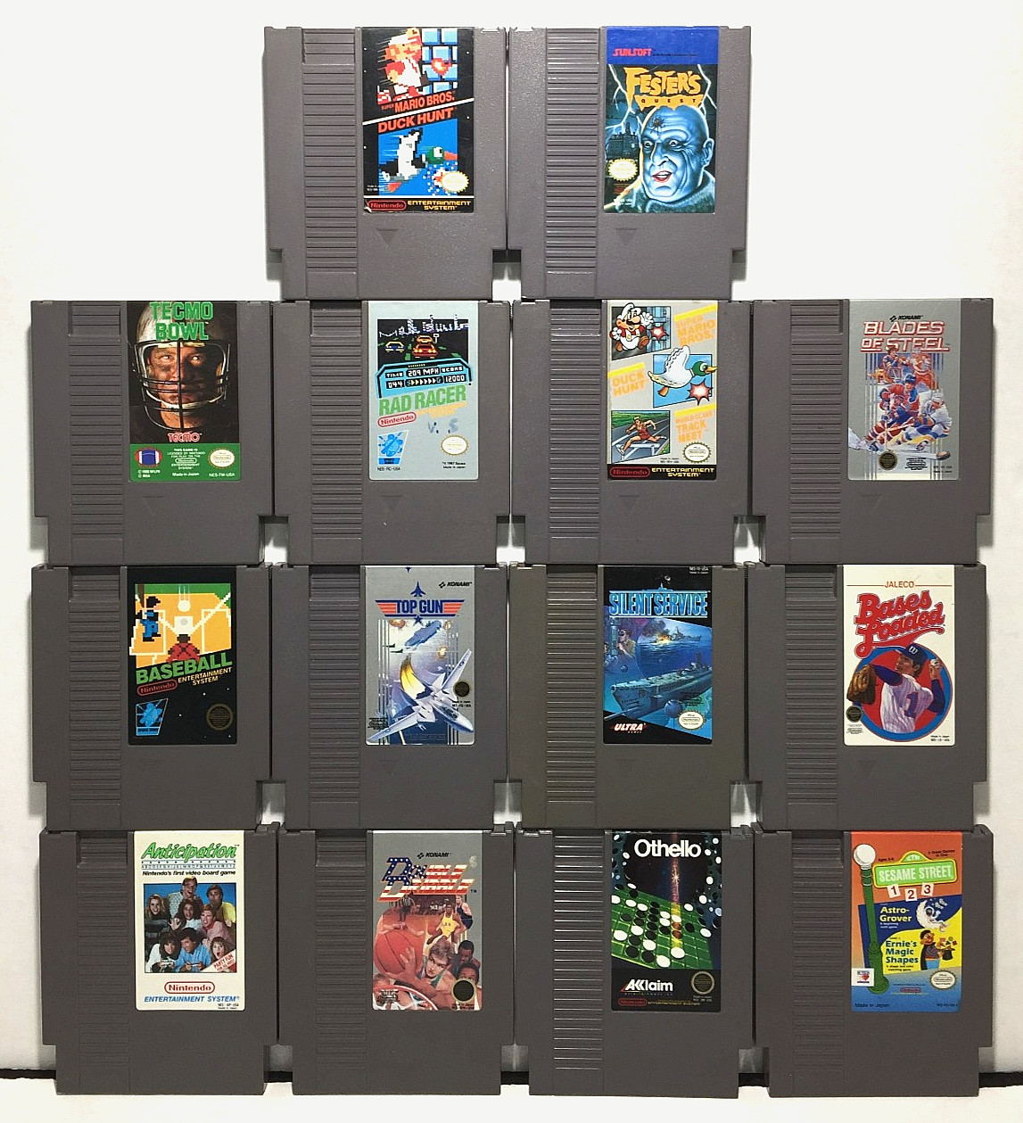 LOT of 14 NES Nintendo Games SUPER MARIO Duck Hunt TECMO BOWL Rad Racer FESTERS