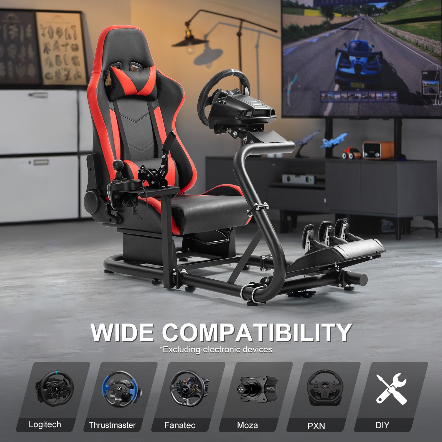 Marada G29 Racing Simulator Cockpit Wheel Stand with Seat Fit Logitech G923 G920