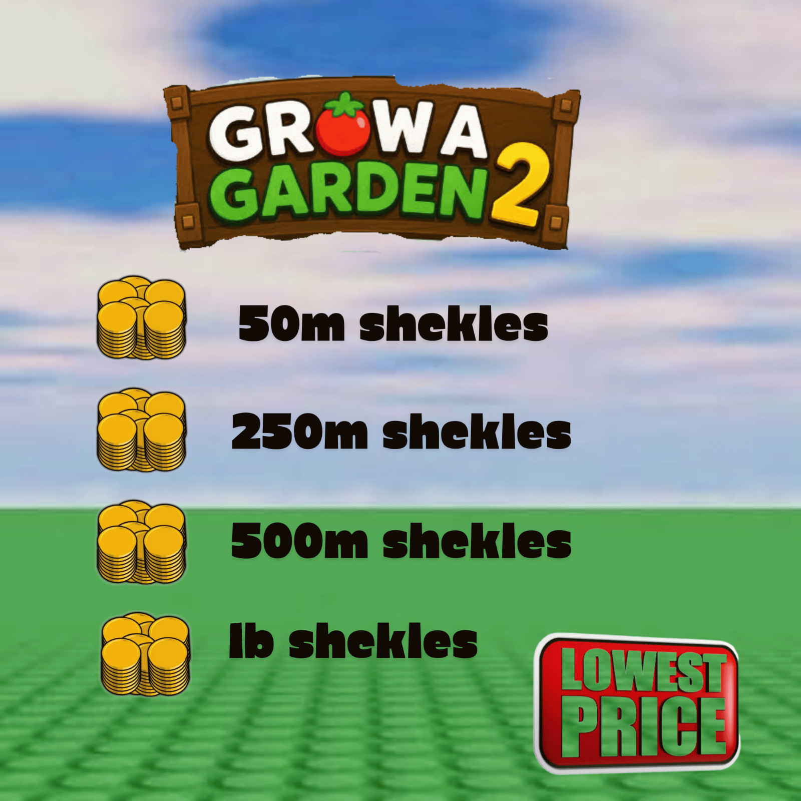 🔥CHEAPEST PRICE Grow a Garden 2 Roblox — Sheckles | Fast Delivery | GAG2