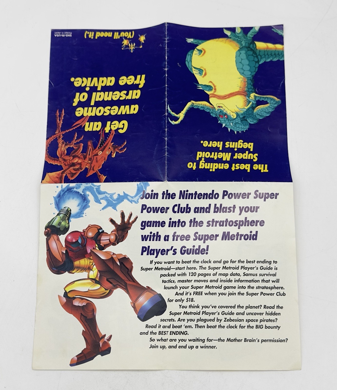 INSERT ONLY Super Metroid Nintendo SNES Authentic Players Guide Offer GUC