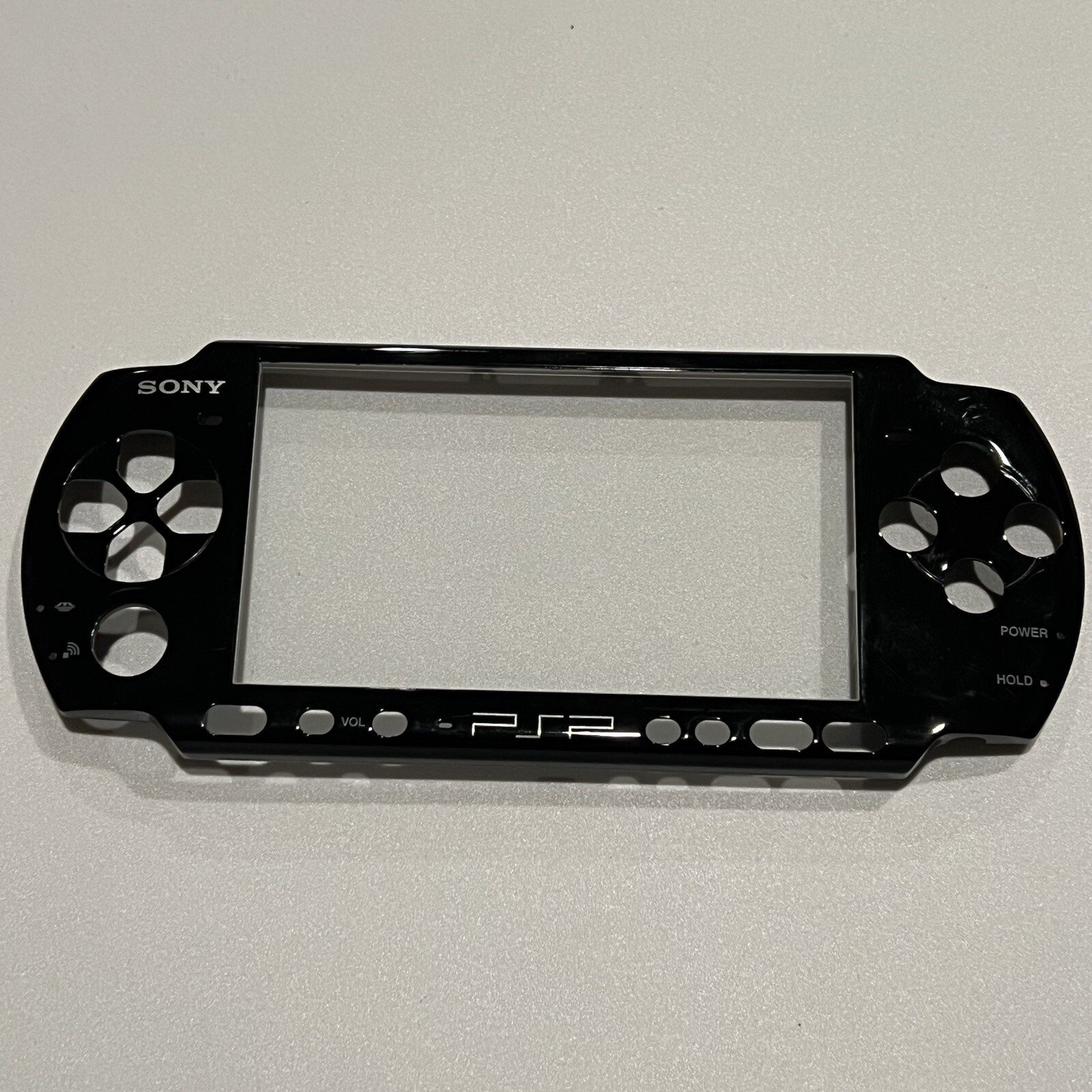 BLACK Sony PSP 3000 Front Faceplate Part Official OEM w/ New Glass Lens