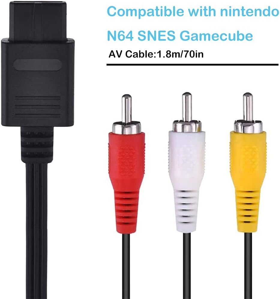 AC Adapter Power Supply &AV Cable Cord For Nintendo 64 N64 Bundle Lot Brand New