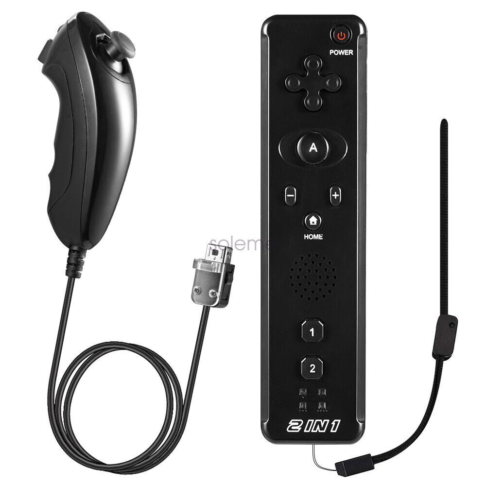 2 in 1 Motion Plus Remote Controller + Nunchuck Set for Wii & Wii U Video Game