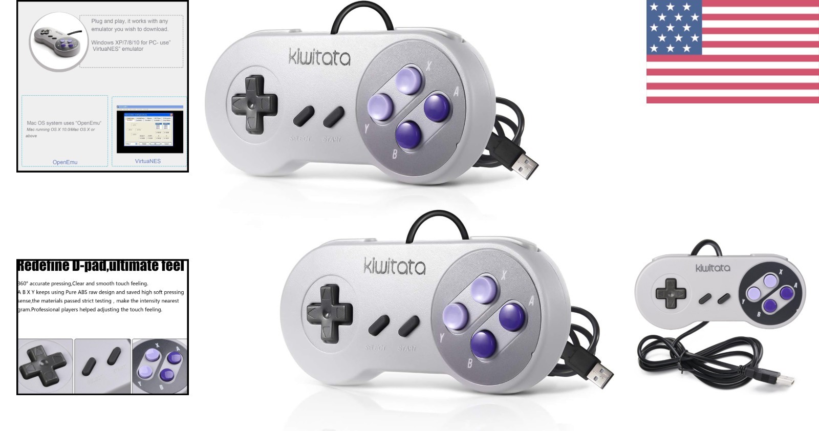 Classic SNES Wired USB Controllers – Perfect for Retro Games and Emulators