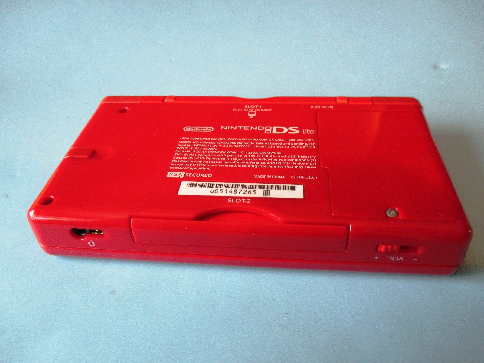 Nintendo DS Lite Red Super Mario Bros Edition System w/Charger Very Good