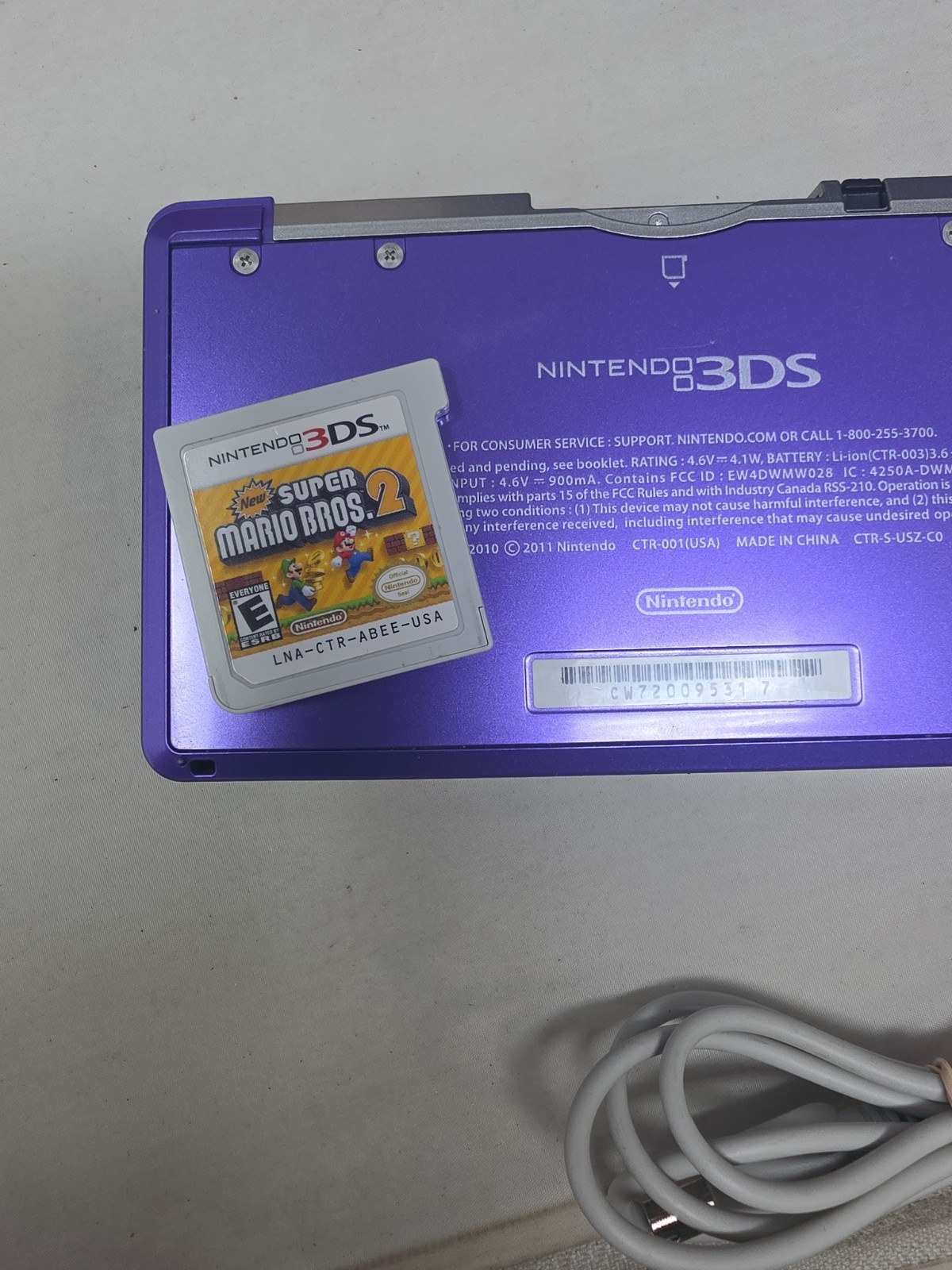Nintendo 3DS Midnight Purple CTR-001 Console — Fully Tested w/Charger/Stylus