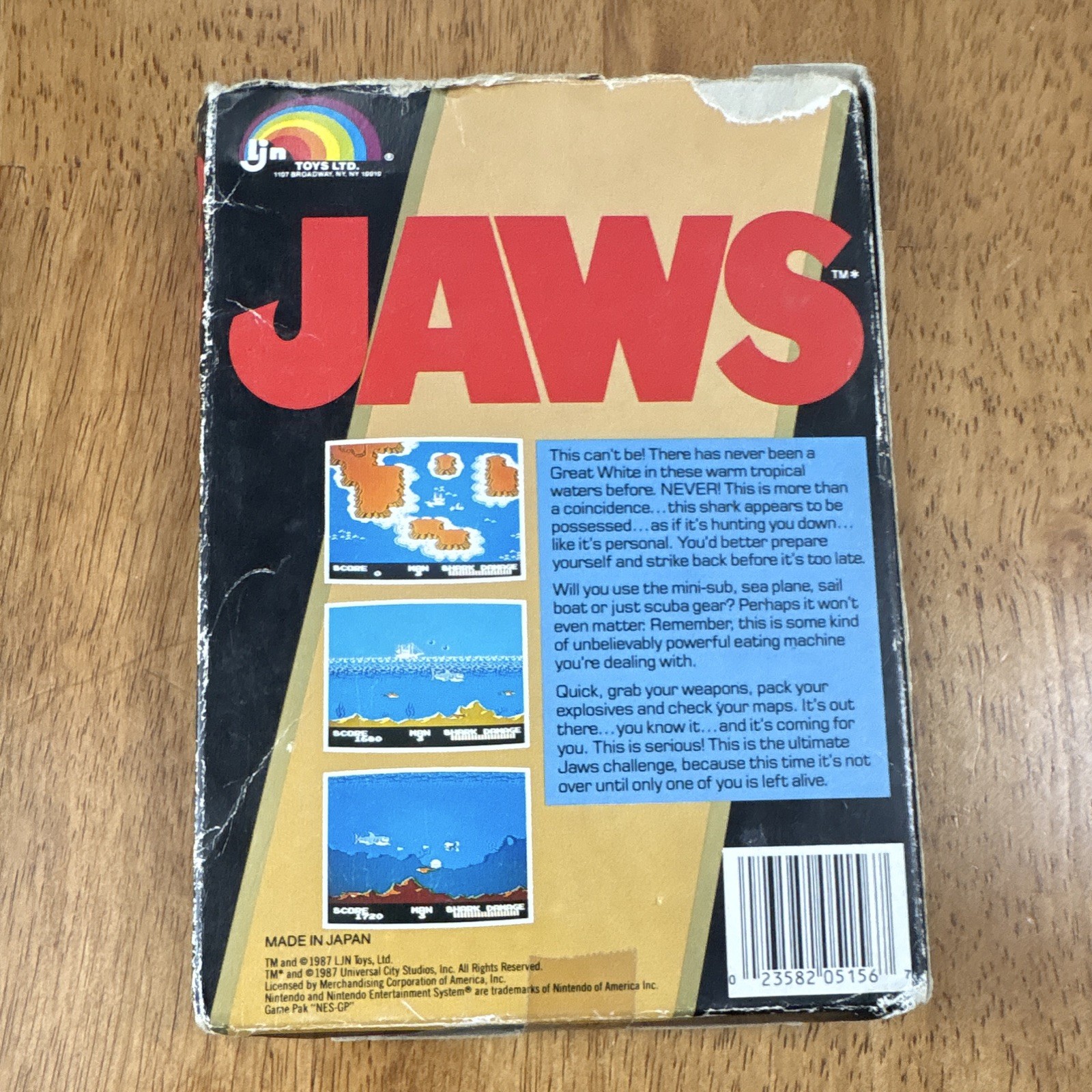 Jaws (Nintendo Entertainment System NES, 1987) w/ Box top torn