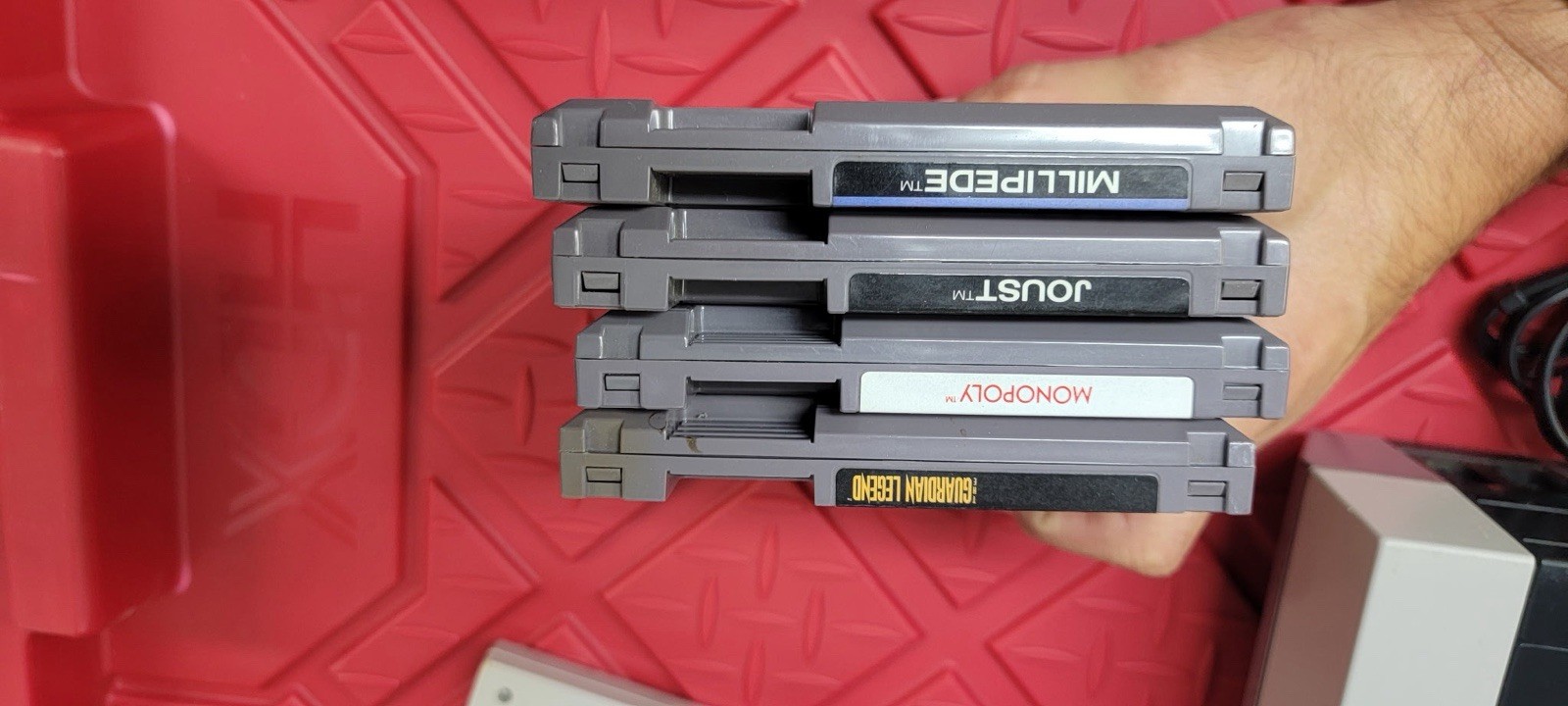 Nintendo NES Console Bundle Controller 4 Games Guardian Legend Joust Tested