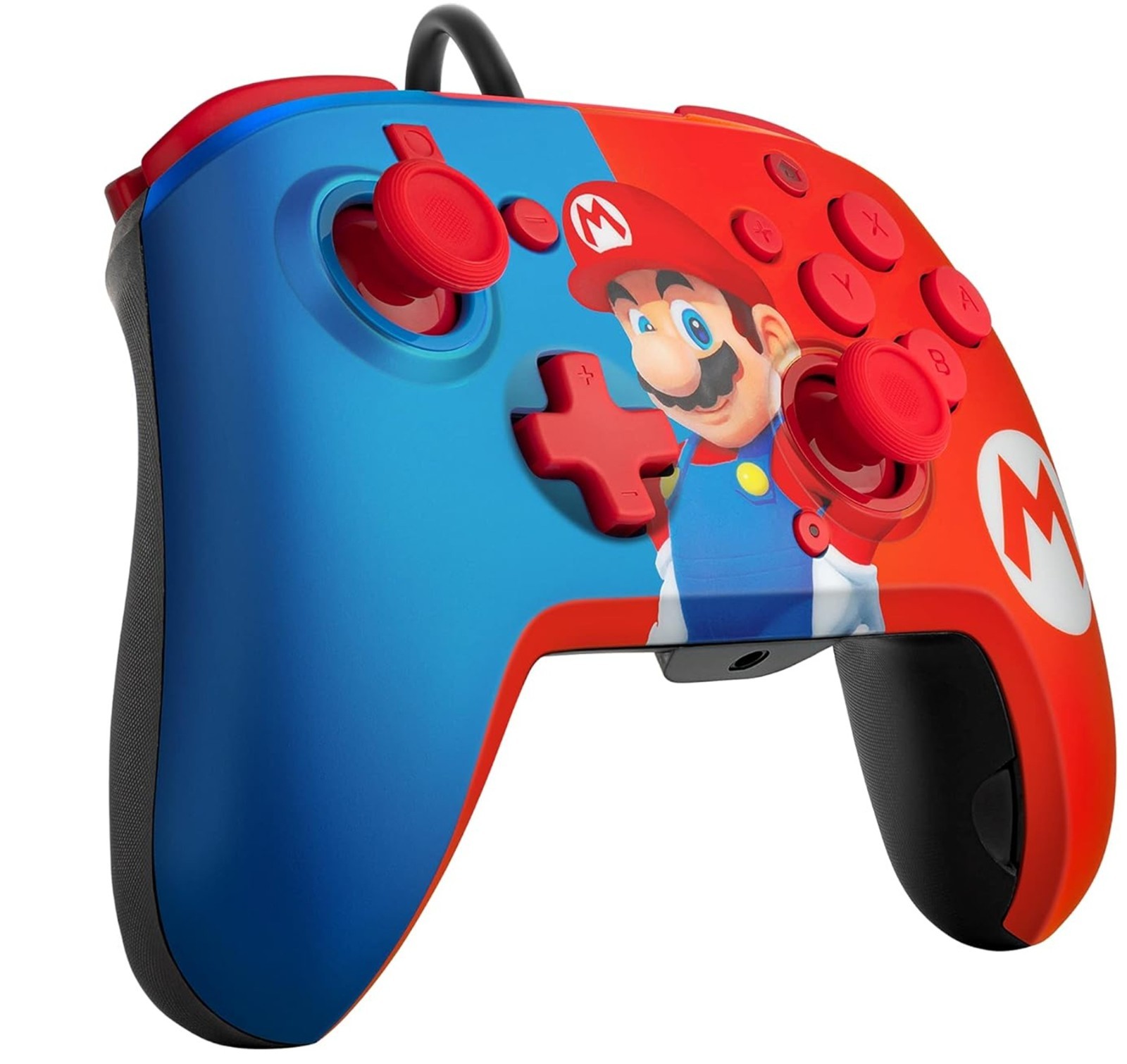 PDP Gaming Faceoff Deluxe+ Wired Switch Pro Controller – Red/Blue Mario Design