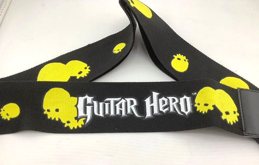 NEW Guitar Hero Red Octane Brand Black w/ YELLOW SKULL Replacement STRAP rock