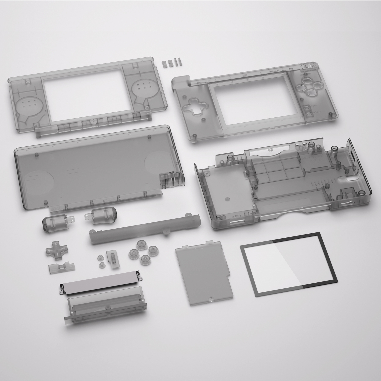 Full Replacement Housing Shell Screen Lens Buttons Clear For Nintendo DS Lite