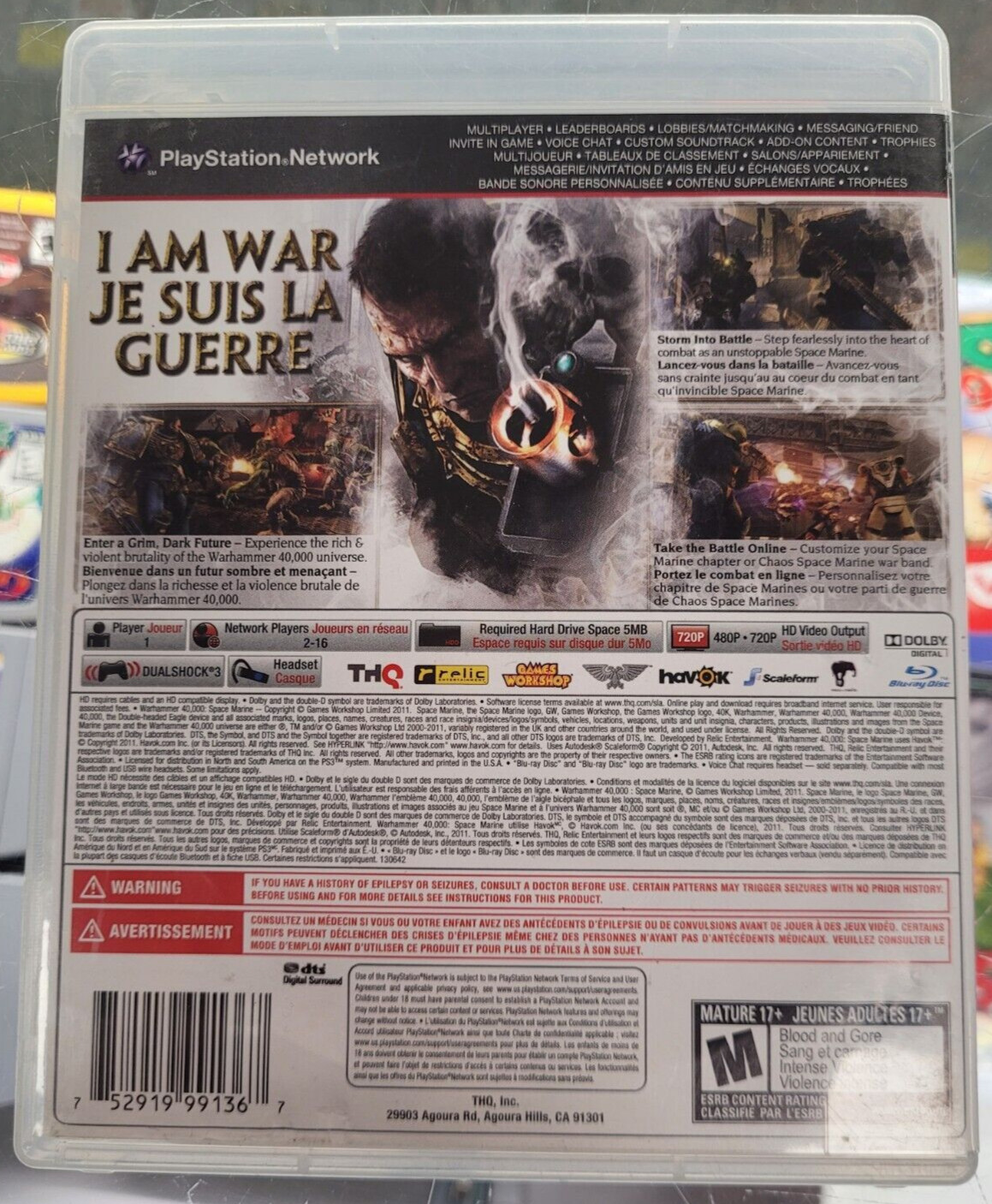 Warhammer 40,000: Space Marine (Sony PlayStation 3, 2011) CIB