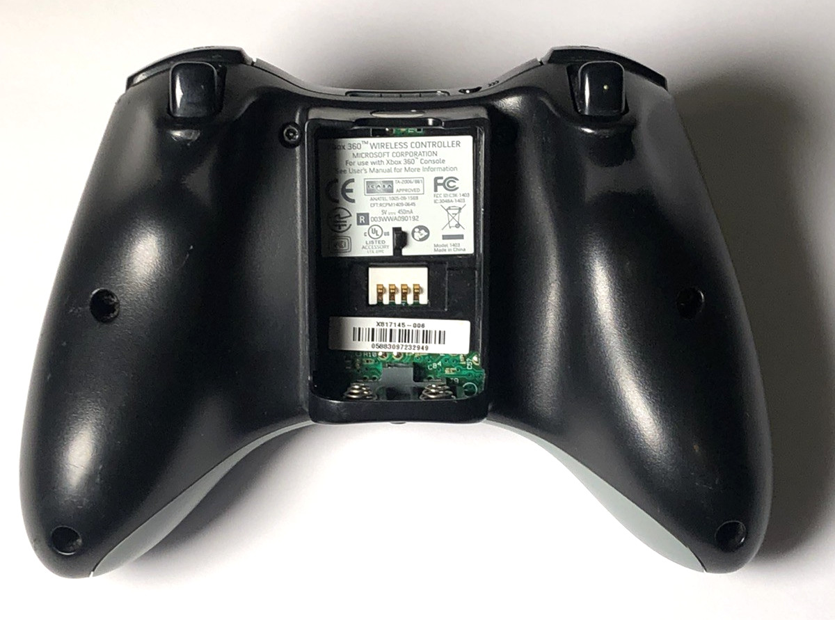 Microsoft Xbox 360 Wireless Controller BLACK GREY No Battery Pack TESTED