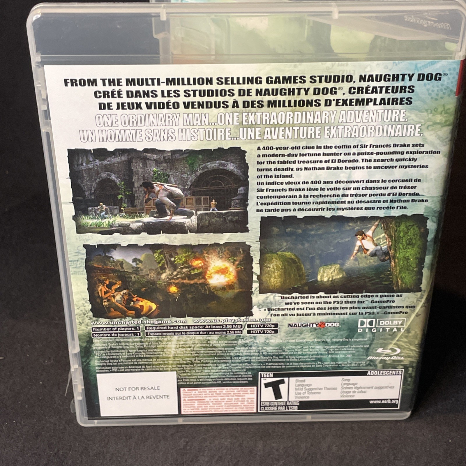 UNCHARTED: DRAKE’S FORTUNE, PS3, PLAYSTATION 3 NOT FOR RESALE NO BARCODE working