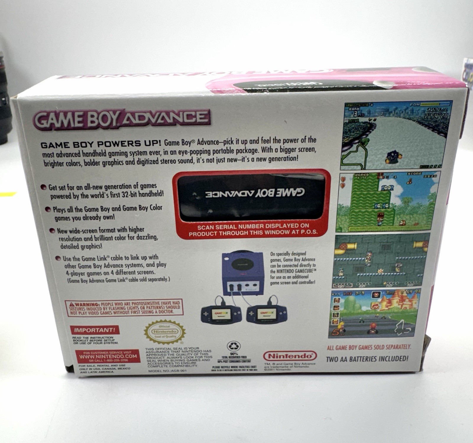 Nintendo Game Boy Advance 32MB Handheld System Fuchsia Pink Mint Complete CIB