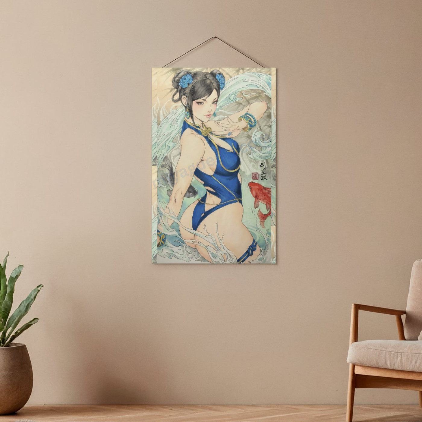 Chun Li Inspired Anime Water Goddess 16×24 Poster Wall Art Gamer Decor