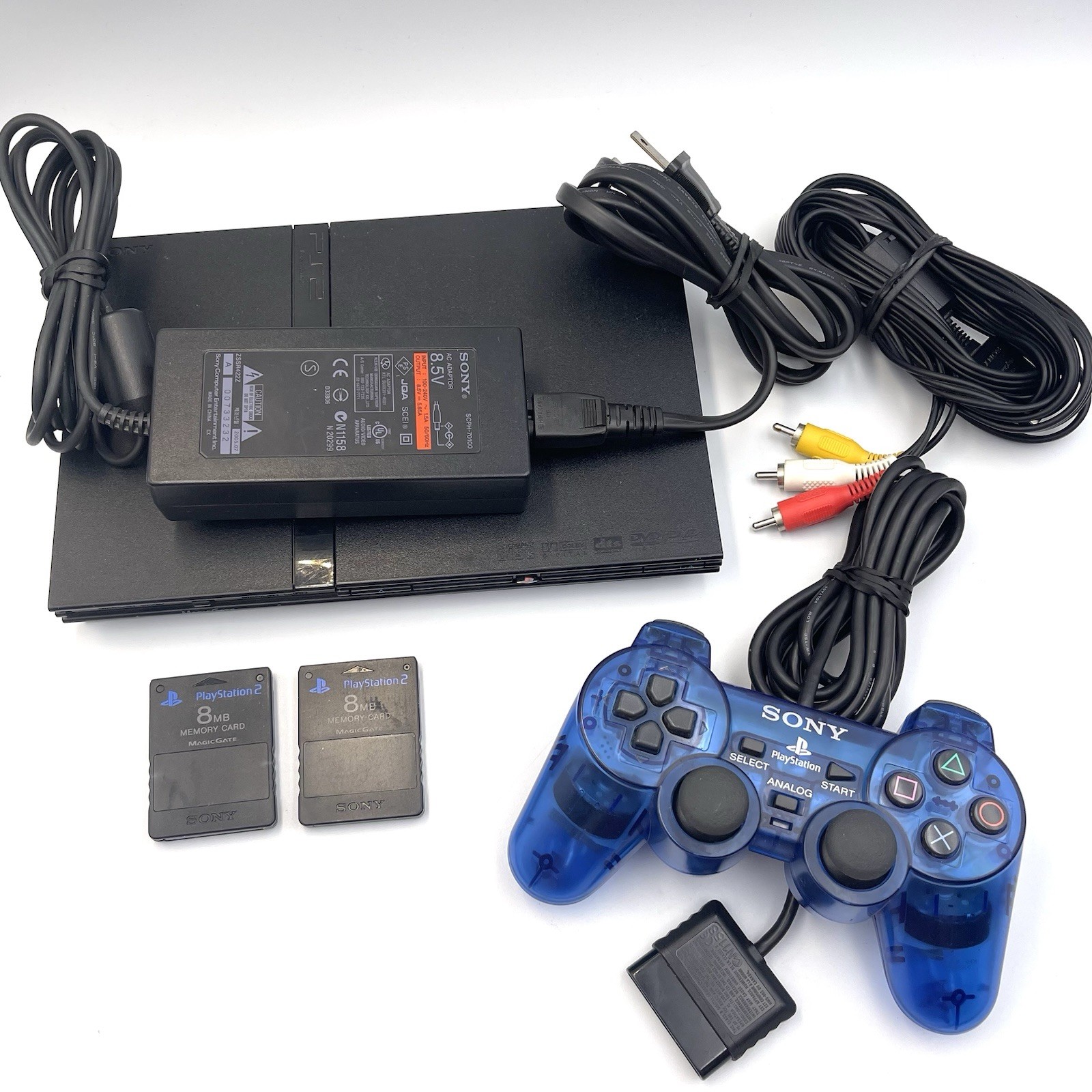 Sony PlayStation 2 PS2 Slim SCPH-70001 Console Bundle w/Power Cord Memory Cards