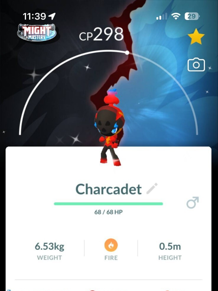 Shiny Charcadet background 2025 – TRADE 20kStardust – Read Description