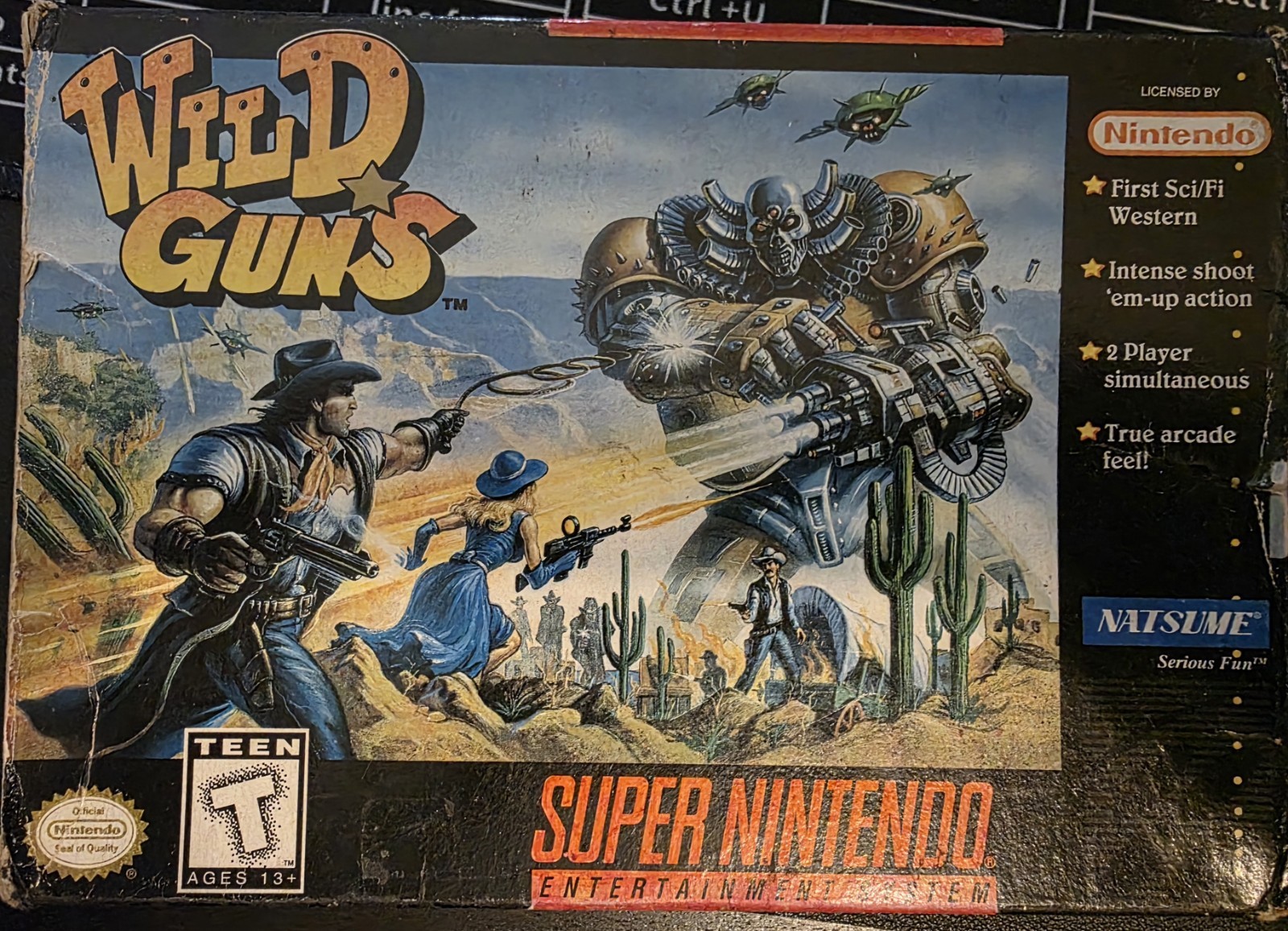 Natsume Wild Guns SNES Game and Box