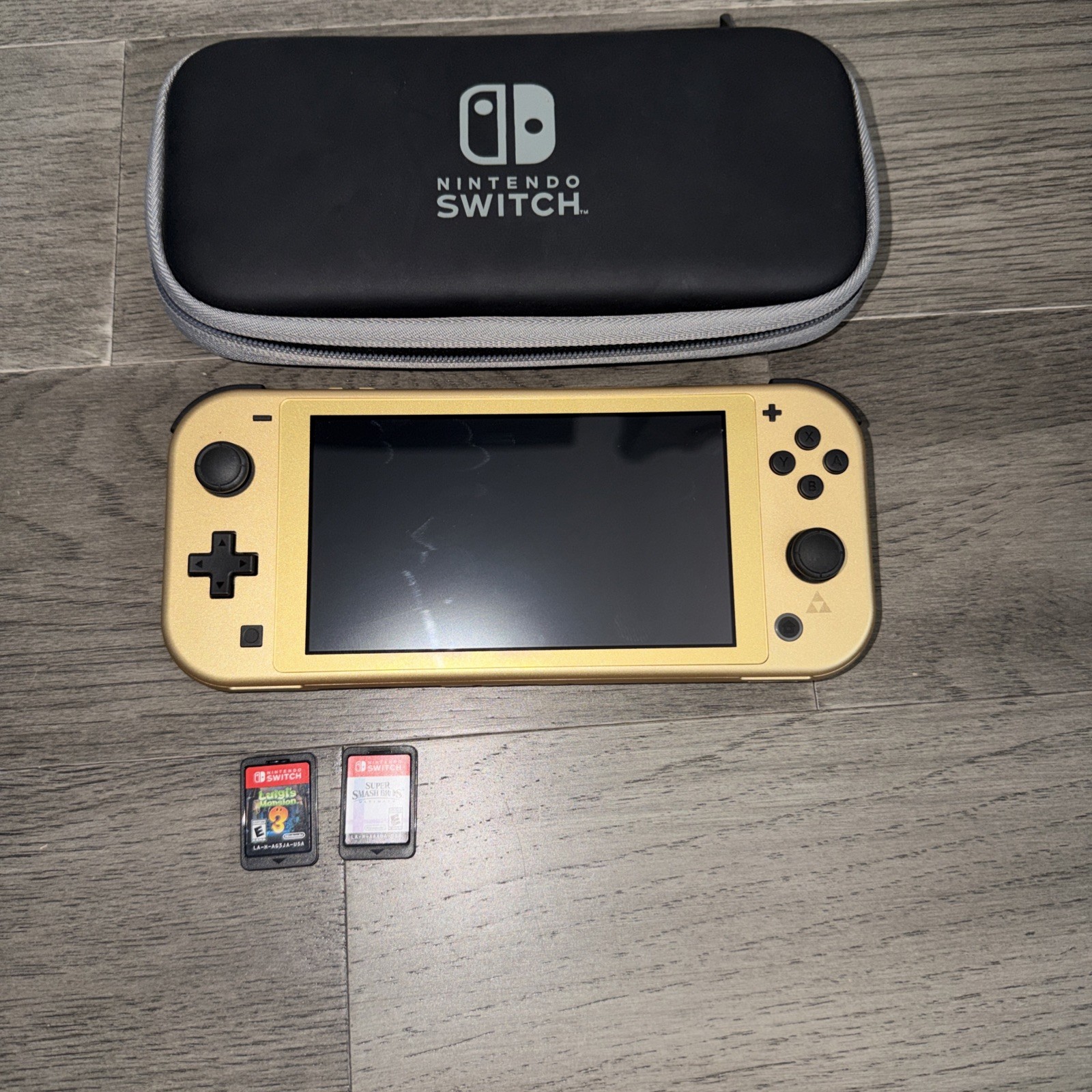 Nintendo Switch Lite Gold Zelda/Hylian Crest 32GB 720p USB-C w/ Games and Case