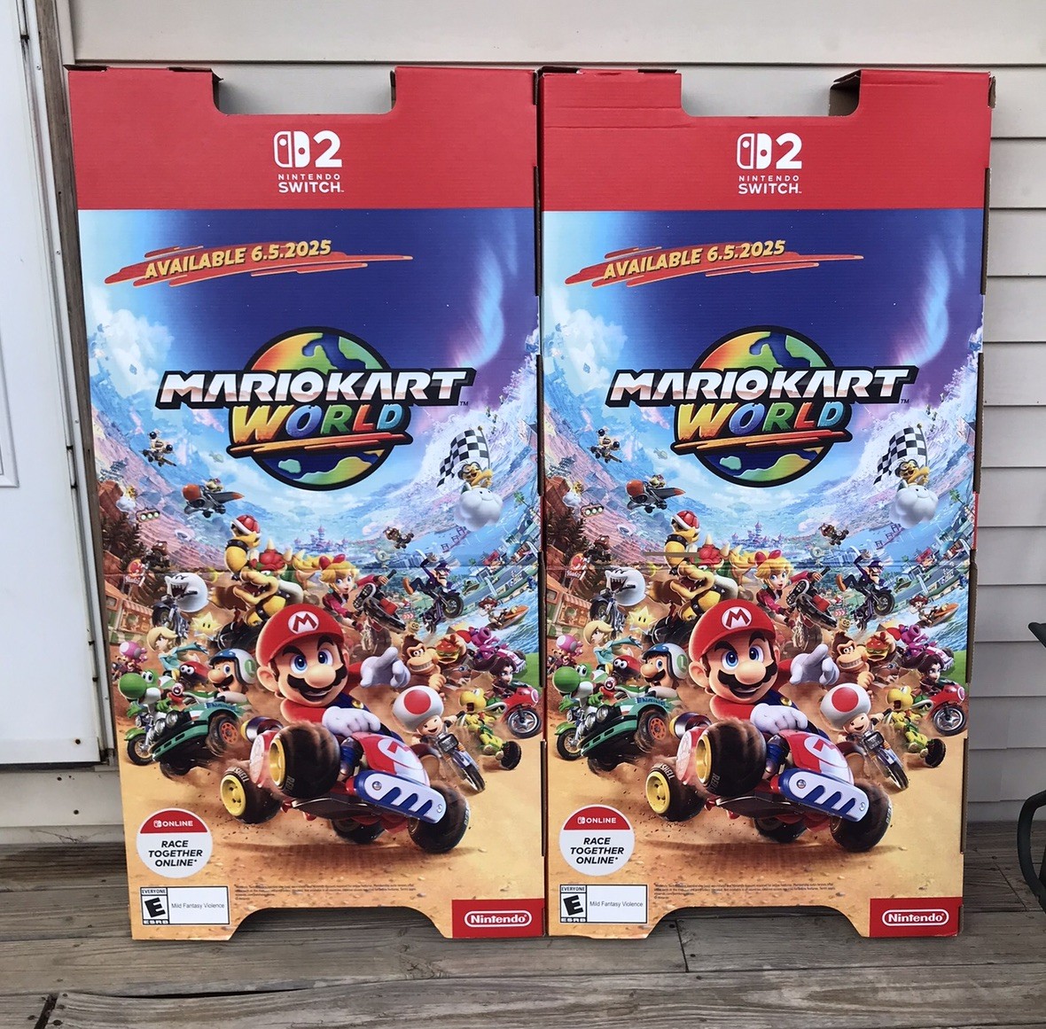 Lot Of 2 5ft Mario Kart World Cardboard Display Double Sided Nintendo Switch 2