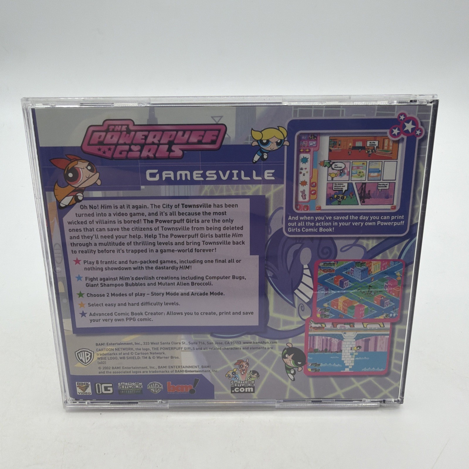 PC CD-ROM THE POWERPUFF GIRLS GAMESVILLE VIDEO GAME DISC 2002