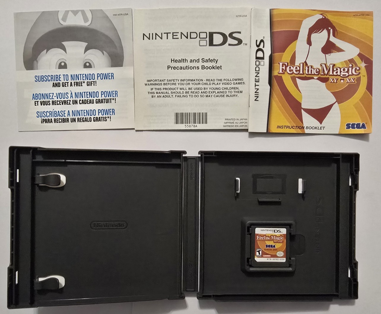 ​Nintendo DS Original Silver Console and 5 Game Bundle-Games CIB-NO Charger