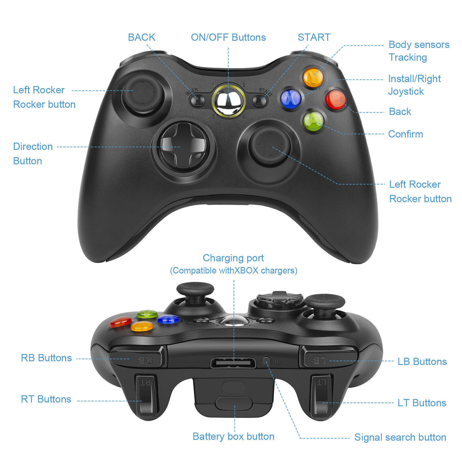 USB Wireless Game Controller Gamepad Joystick For Microsoft Xbox 360 PC Windows