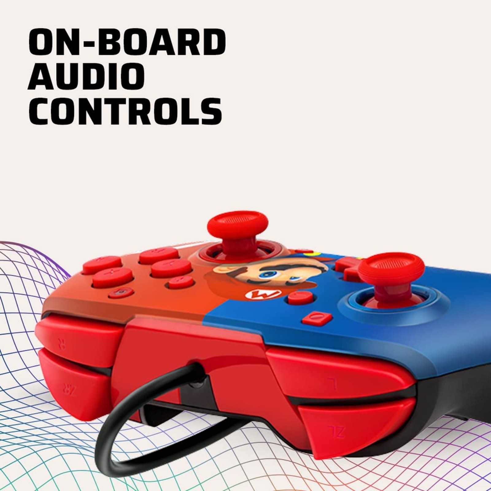 PDP Gaming Faceoff Deluxe+ Wired Switch Pro Controller – Red/Blue Mario Design