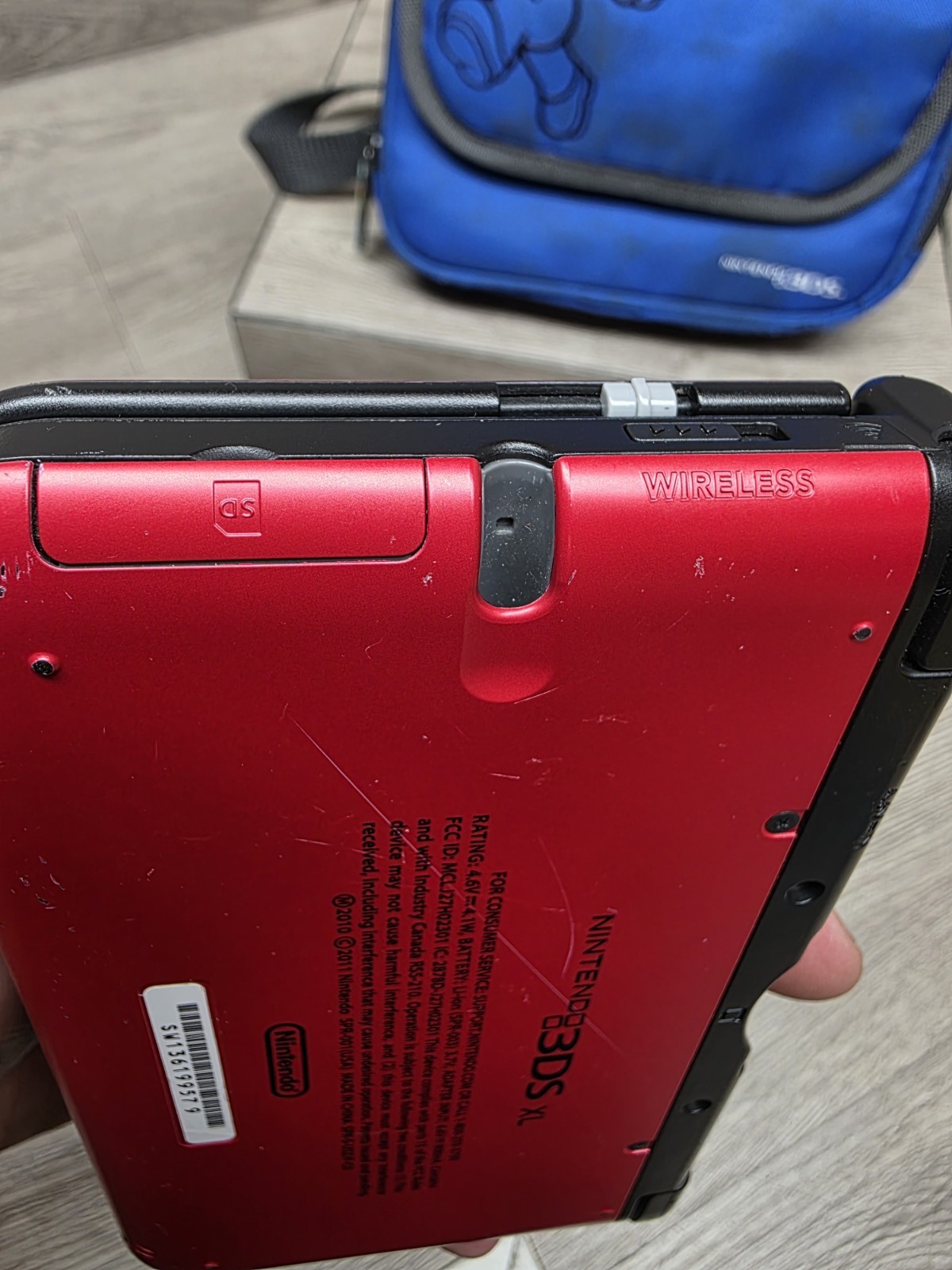 Nintendo 3DS XL SPR-001 Handheld Console Flame Red & Black with Carrying Case