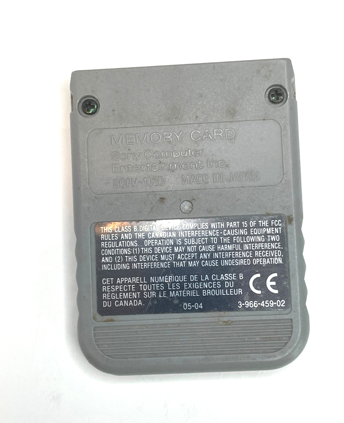 SONY PLAYSTATION PS1 OFFICIAL SCPH-1020 LIGHT GRAY MEMORY CARD – UNTESTED