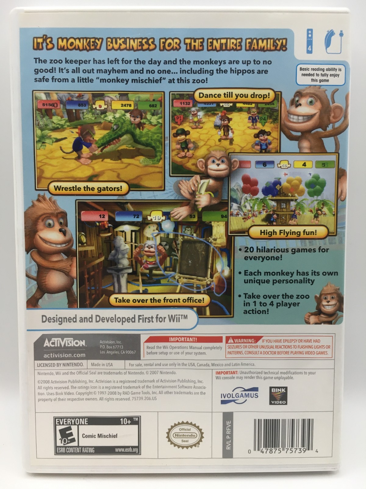 Nintendo Wii 2008 – Monkey Mischief: Party Time w/ Box & Manual (Works)