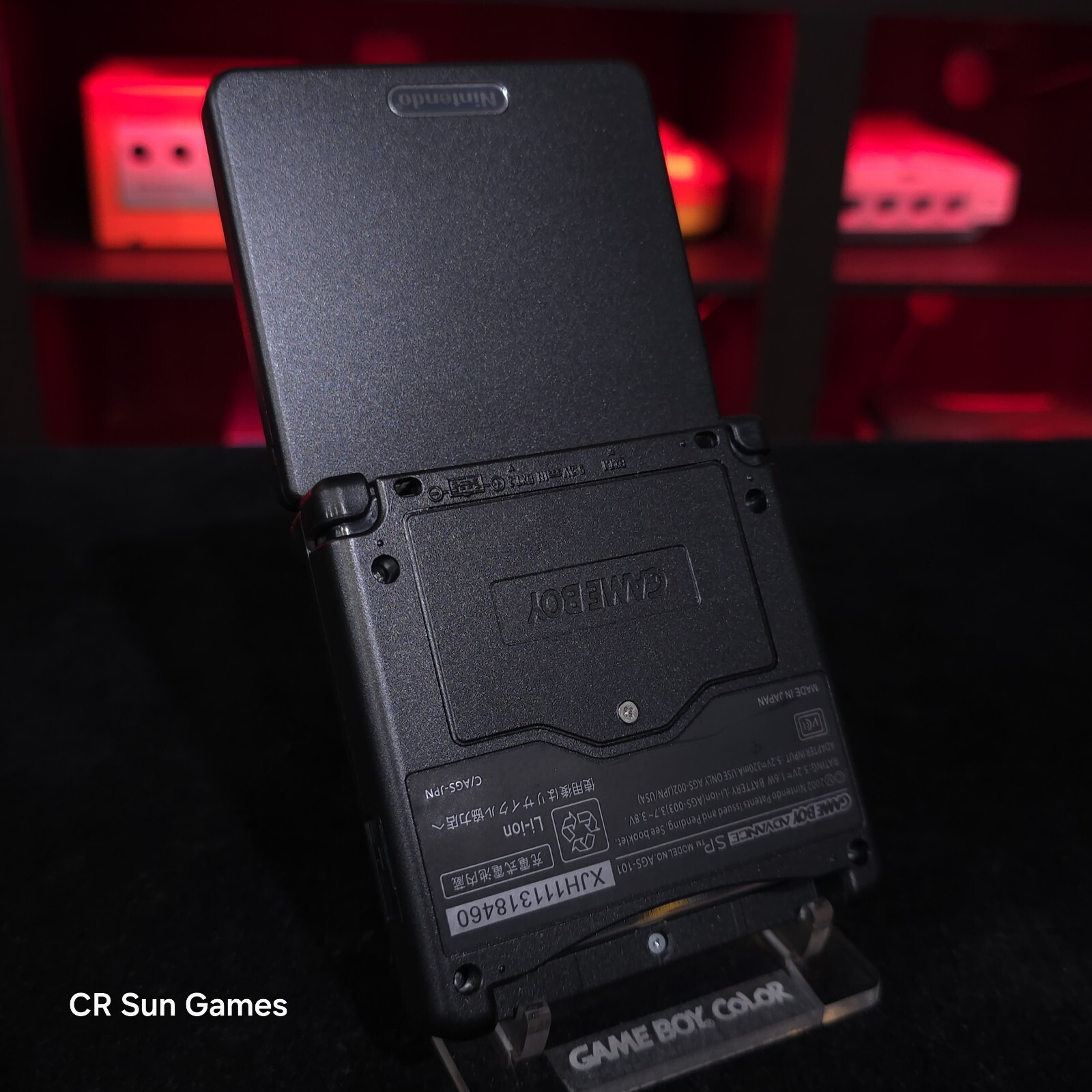 Black On Black Nintendo Game Boy Advance GBA SP IPS Screen And USB-C Mod