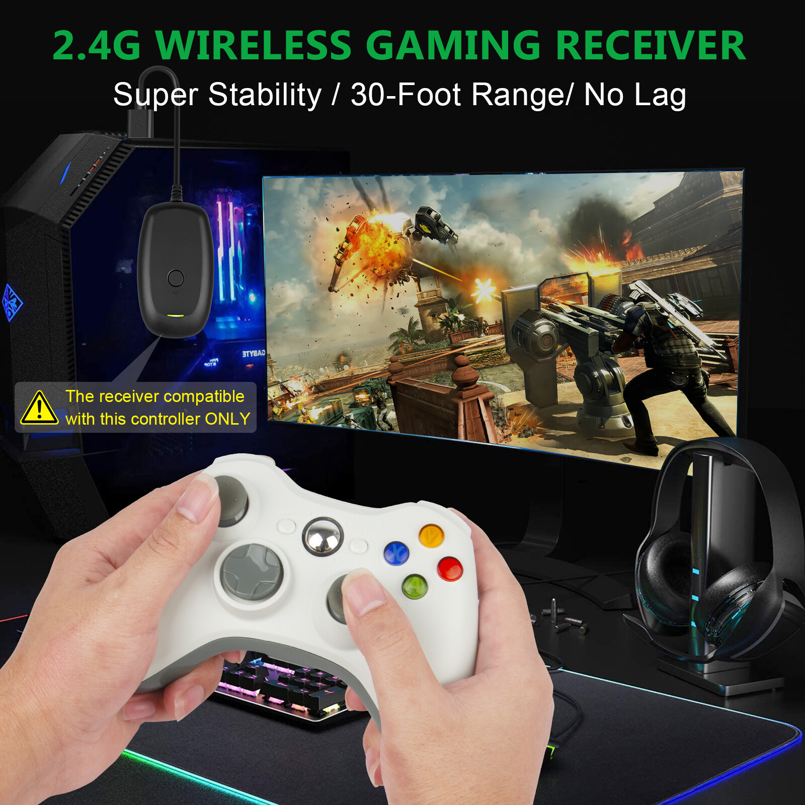 Wireless & Wired Controller For Xbox 360 / Windows 7 8 10 11 PC Gamepad Joystick