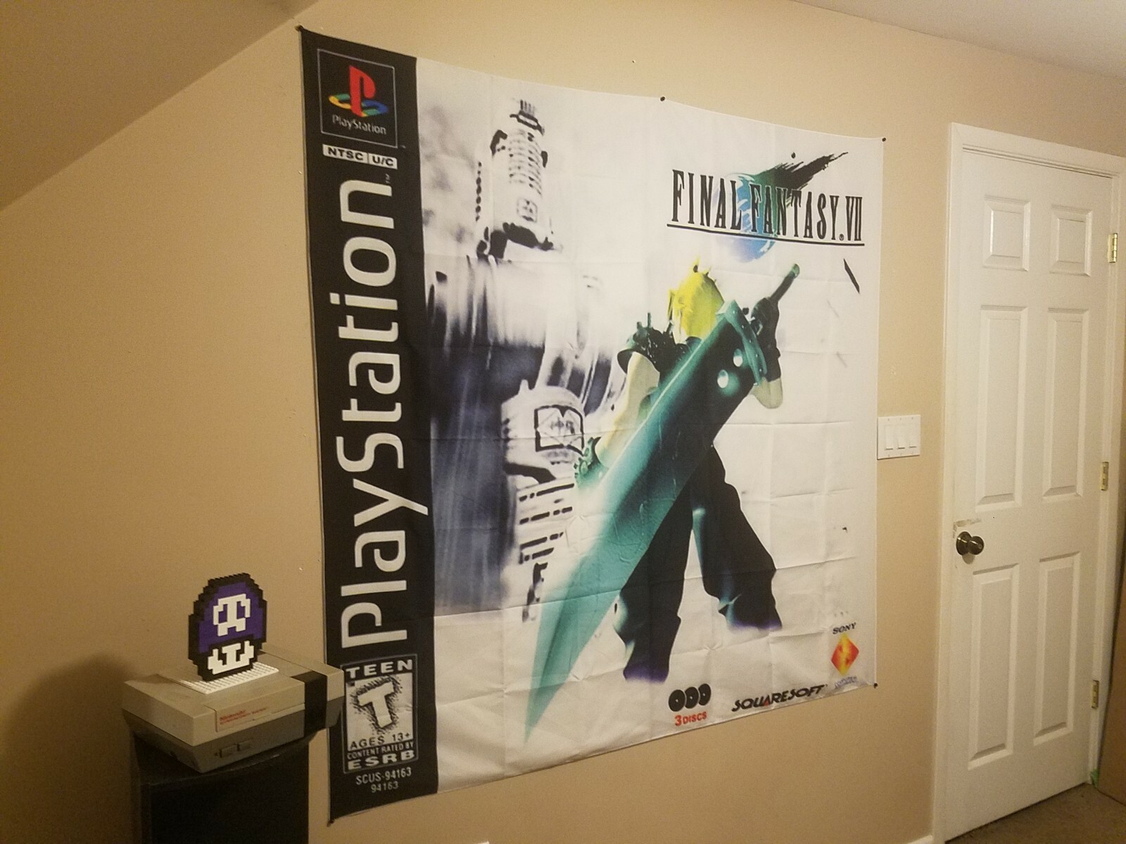 Final Fantasy 7 banner box art tapestry 5 feet FF7 PlayStation Cloud Sephiroth