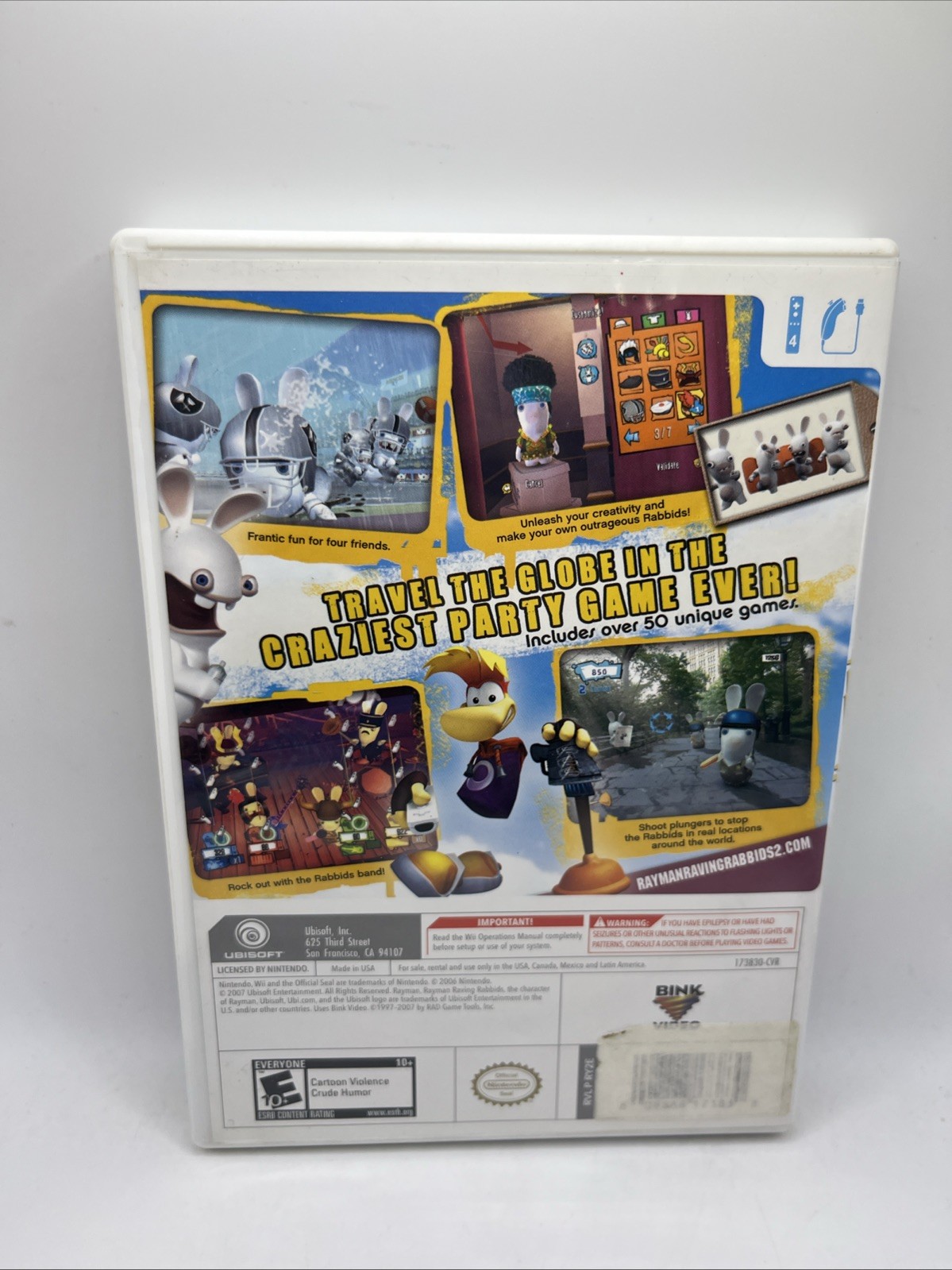 Rayman Raving Rabbids 2 (Nintendo Wii, 2007) Tested With Manual