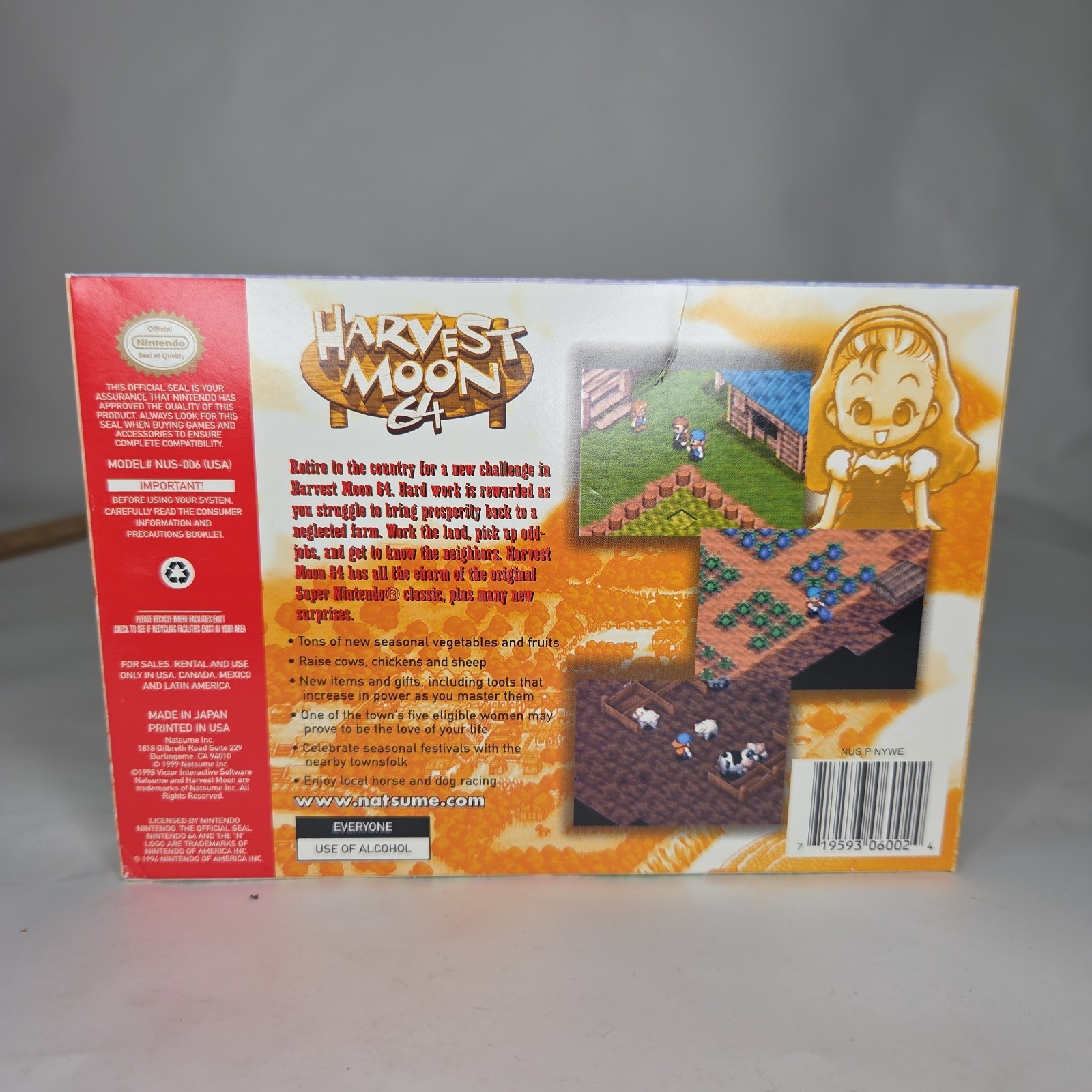 Harvest Moon Nintendo 64 N64 Game Cartridge Box Manuals Complete 1996
