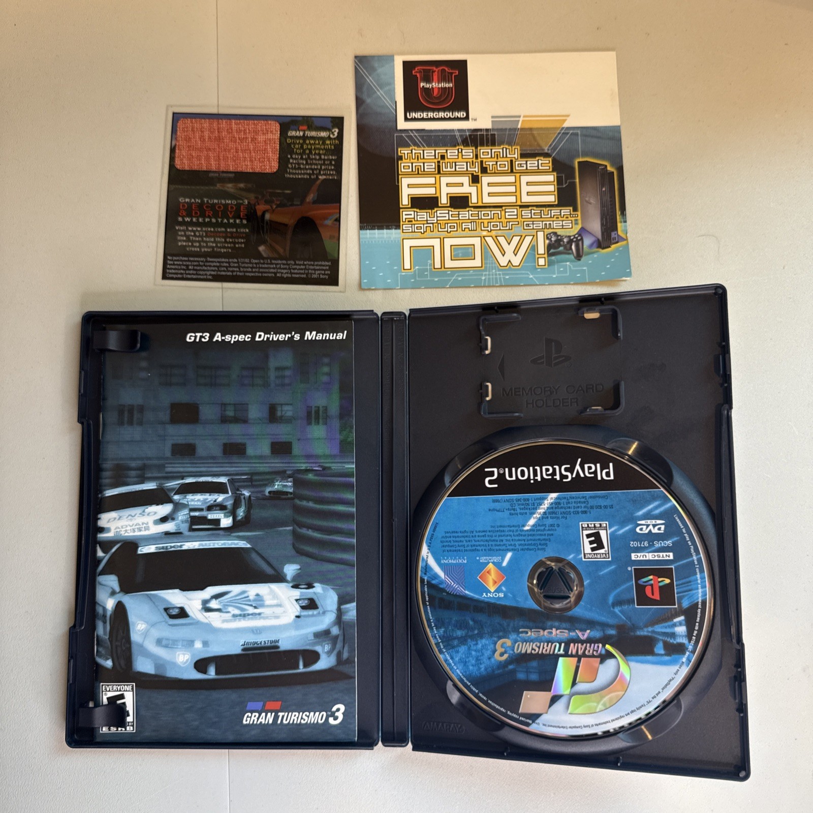Gran Turismo 3 A-spec for Sony PS2 CIB w/MANUAL/REG CARD Black Label Inserts!