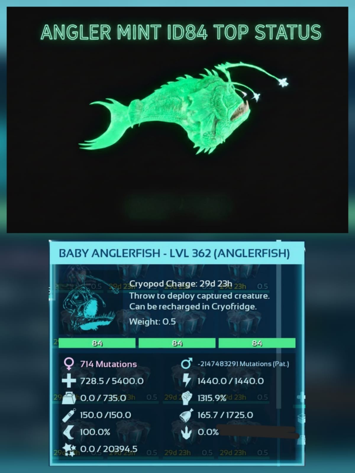 Angler top status Babies/Eggs Ark Ascended Pve Official-Asa-Aquatics PC/XBOX/PS5