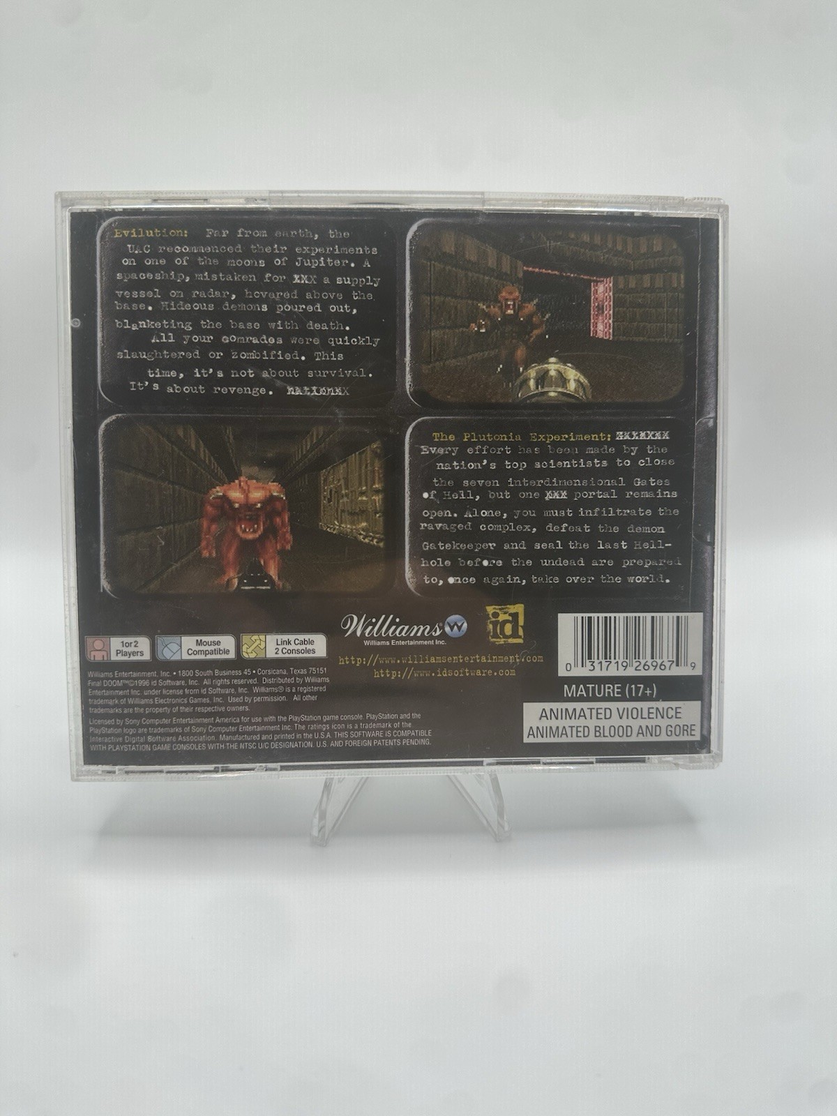 Williams Entertainment Final Doom Doom Series PS1 1997 M NTSC-U/C Jewel Case