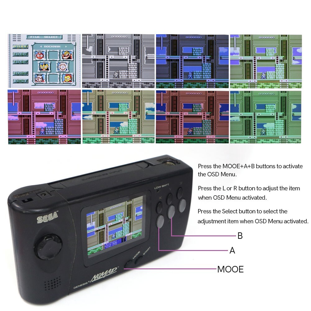 OSD Menu 3.5” HD 640×480 IPS Hight Light LCD RGB Board for SEGA Nomad Console