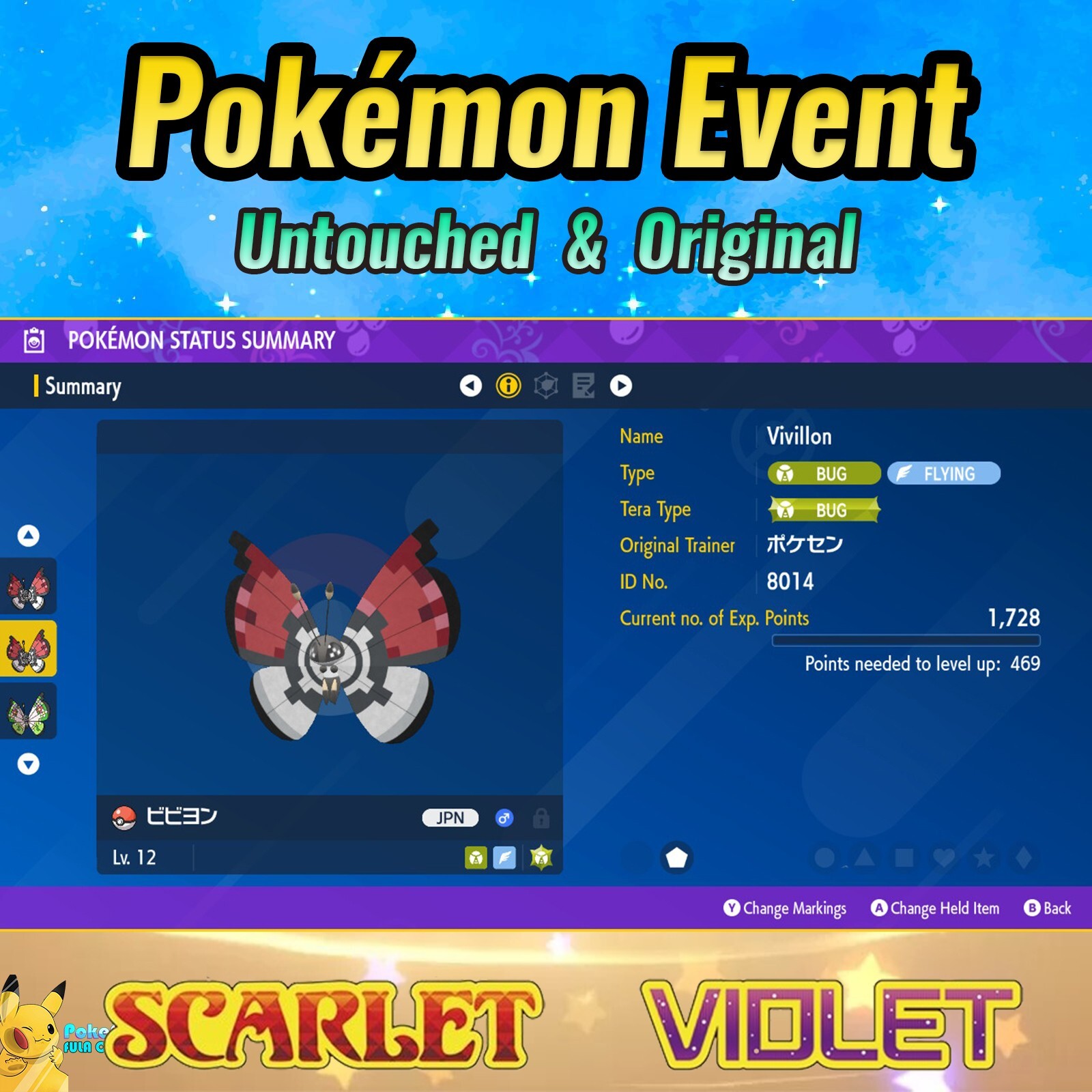 PokeBall Vivillon Event 💜 Hiroshima Pokemon Center 💜 Pokémon Scarlet & Violet