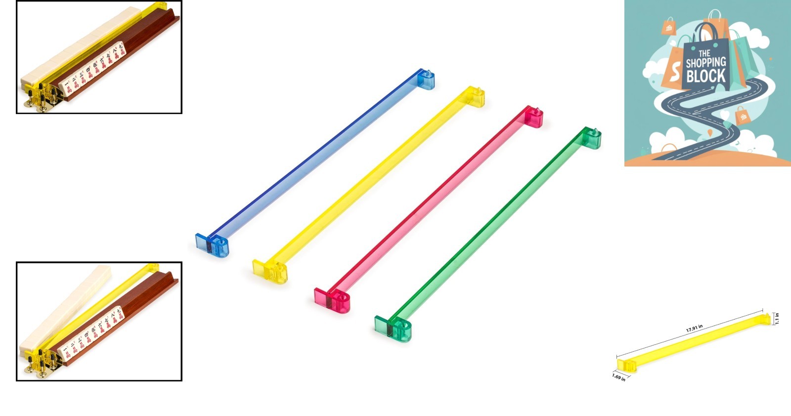 American Mahjong Tile Pushers Set of 4 Multi-Color Acrylic, 18-Inch
