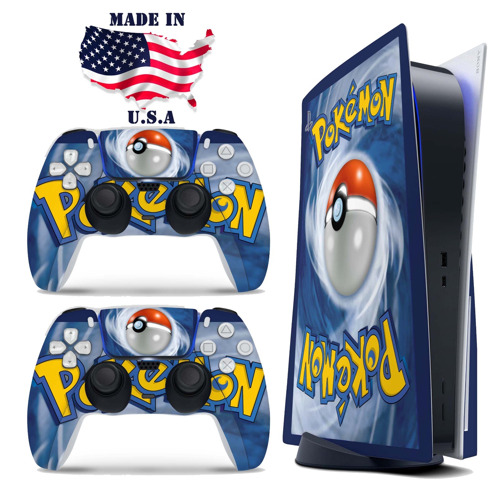 Pokemon Card PS5 Console & Controller Vinyl Skin Wrap Decal Set